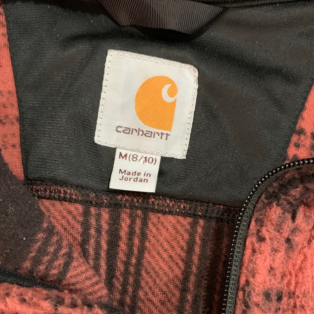 Carhartt Rust and Black Plaid Sherpa Zip-Up Jacket - Picture 2 of 2
